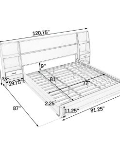King Size Modern Storage Platform Bed Frame