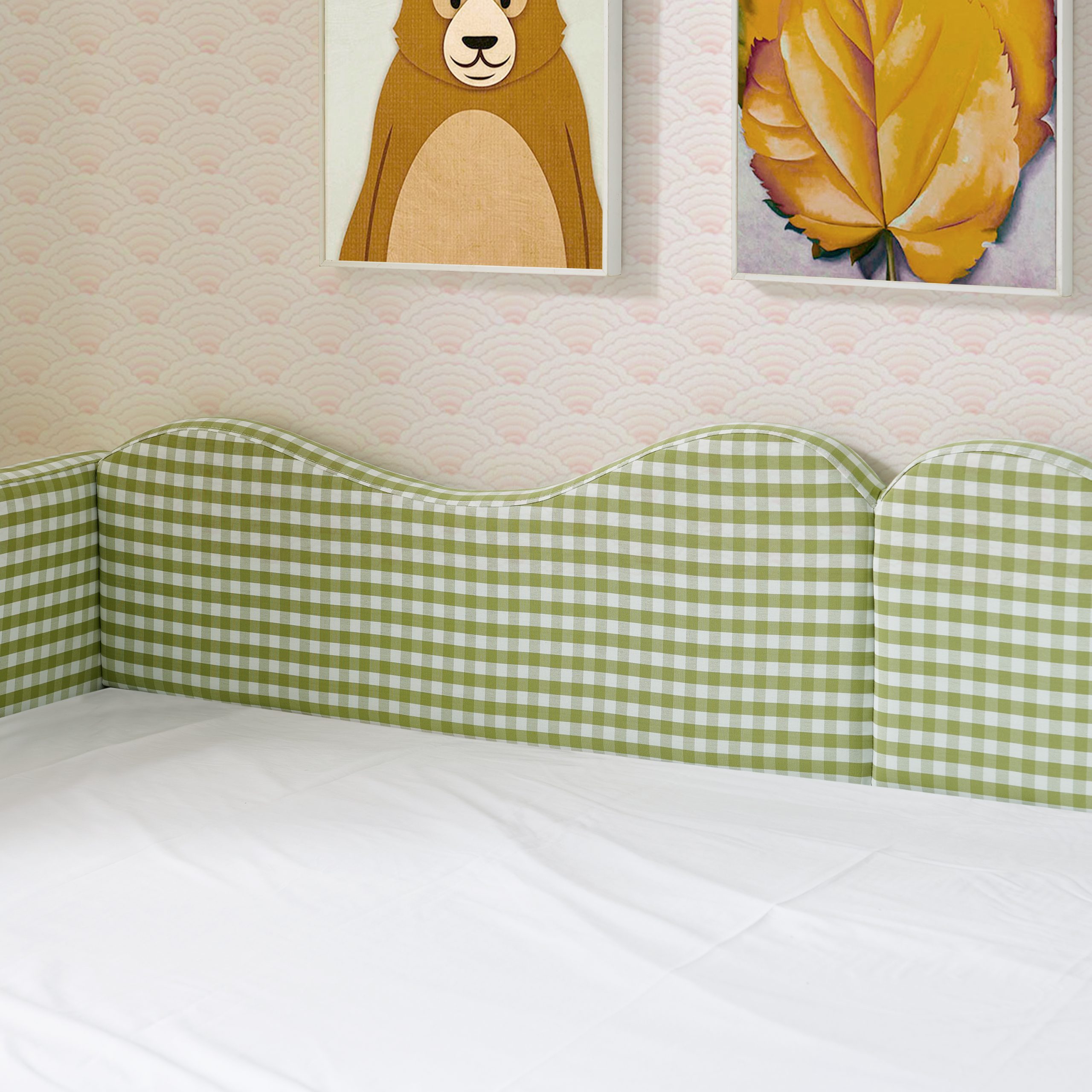 Gingham Upholstered Twin Size Daybed
