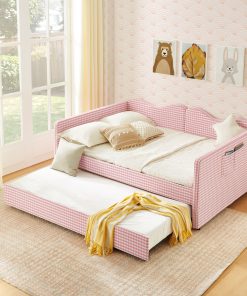 Gingham Upholstered Full Size Daybed