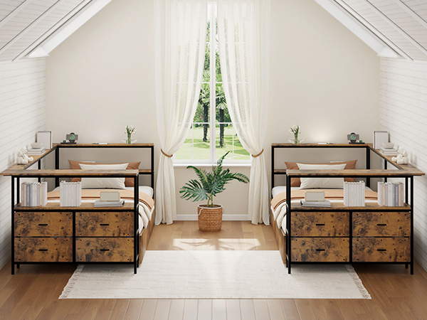 Twin Size Metal Platform Bed Frames with Storage Drawers