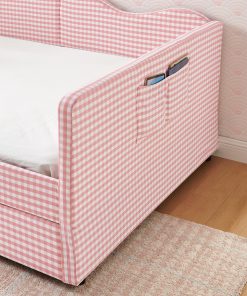 Gingham Upholstered Full Size Daybed