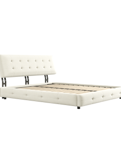 Chenille Queen Size Platform Bed