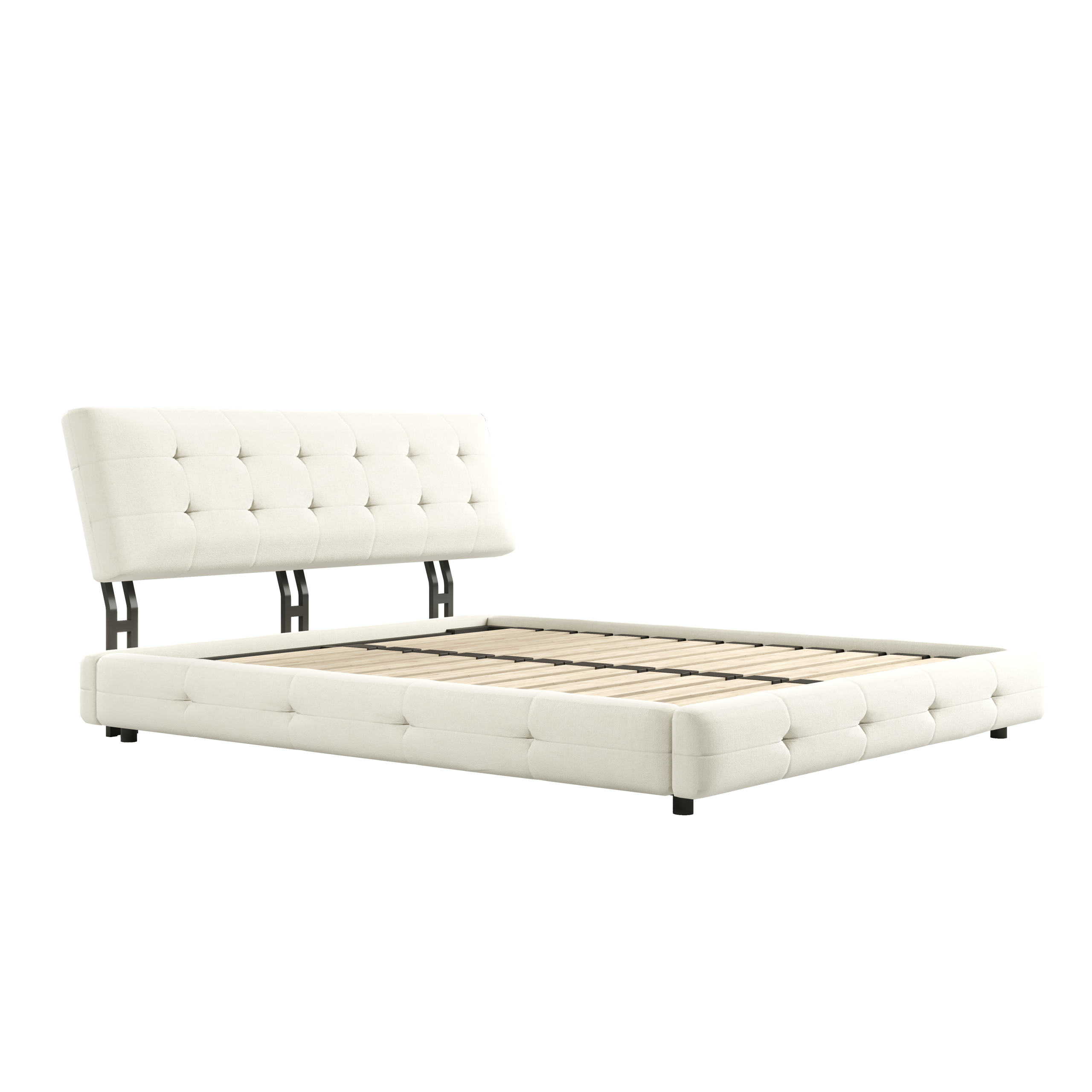 Chenille Queen Size Platform Bed
