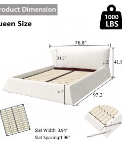 Metal Queen Size Upholstered Platform Bed