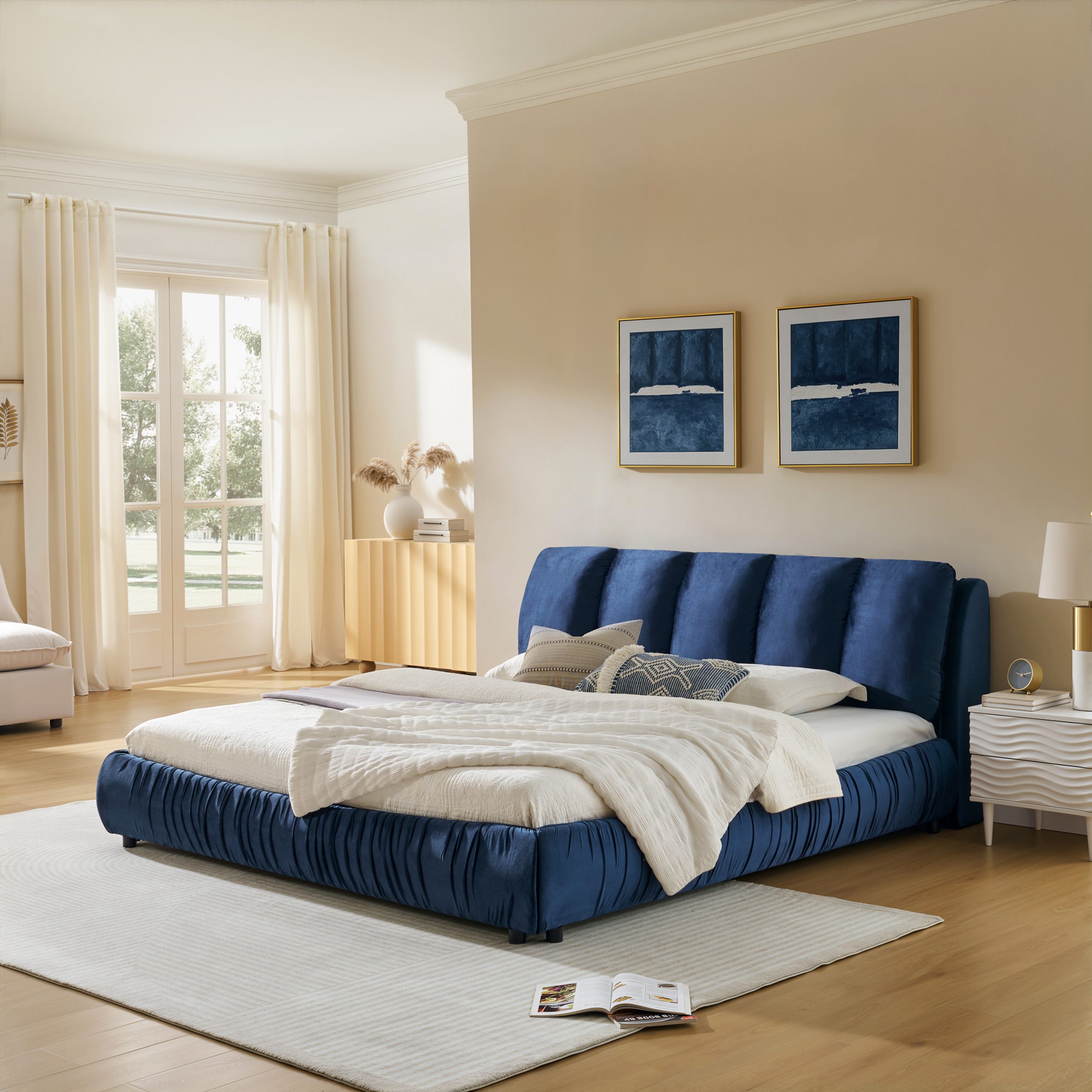 Minimalist Style King Size Upholstered Bed Frame