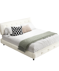 Chenille King Size Platform Bed