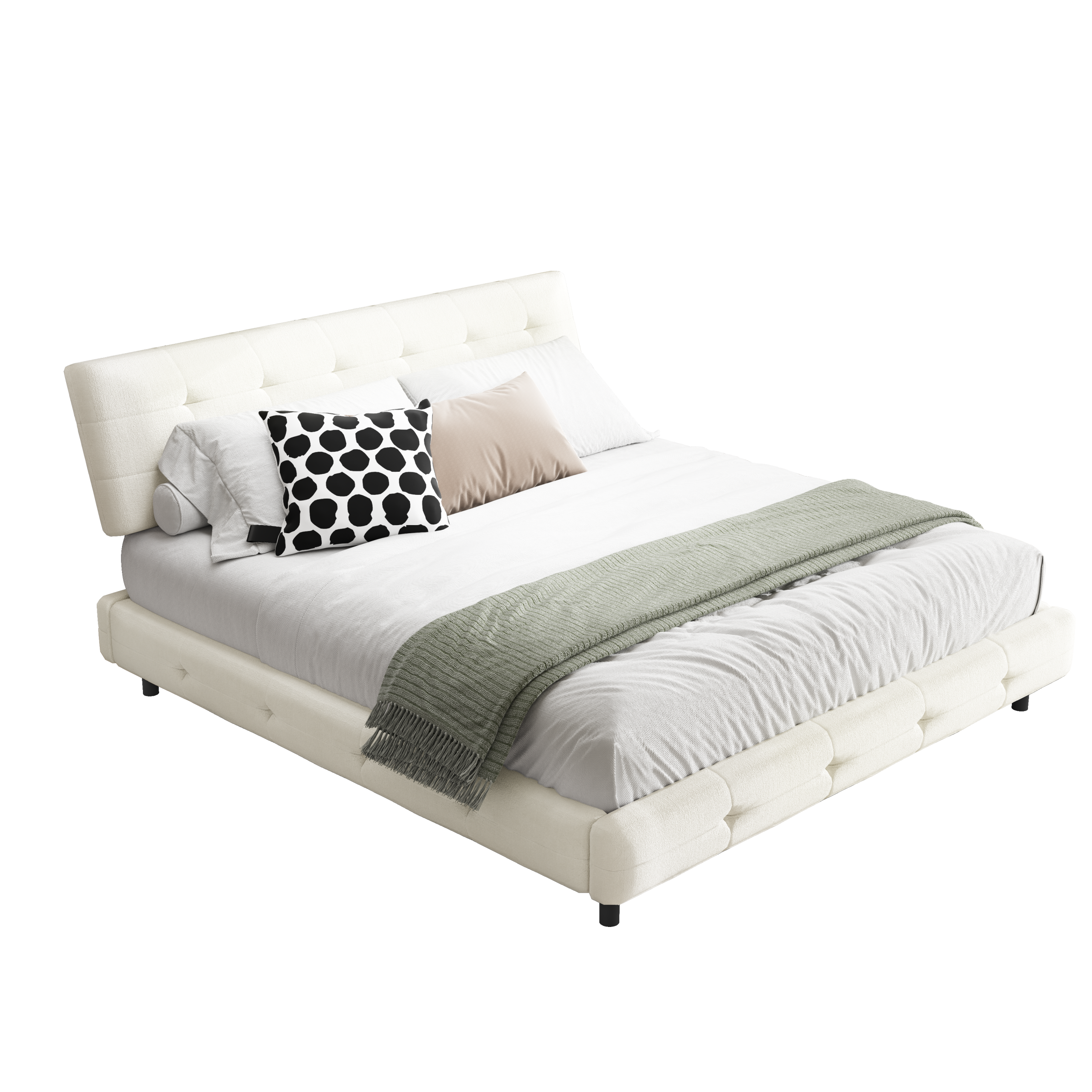 Chenille King Size Platform Bed