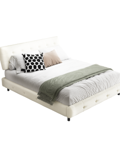Chenille Queen Size Platform Bed