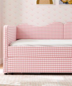 Gingham Upholstered Full Size Daybed