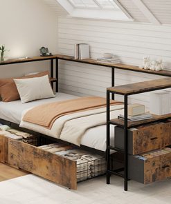 Twin Size Metal Platform Bed Frames with Storage Drawers