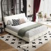 Chenille Queen Size Platform Bed