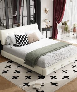 Chenille Queen Size Platform Bed