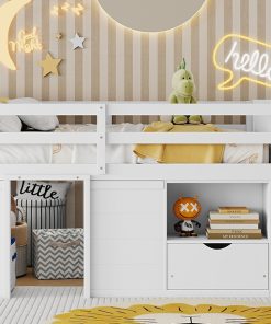 Full Size Solid Wood Low Loft Bed Frame
