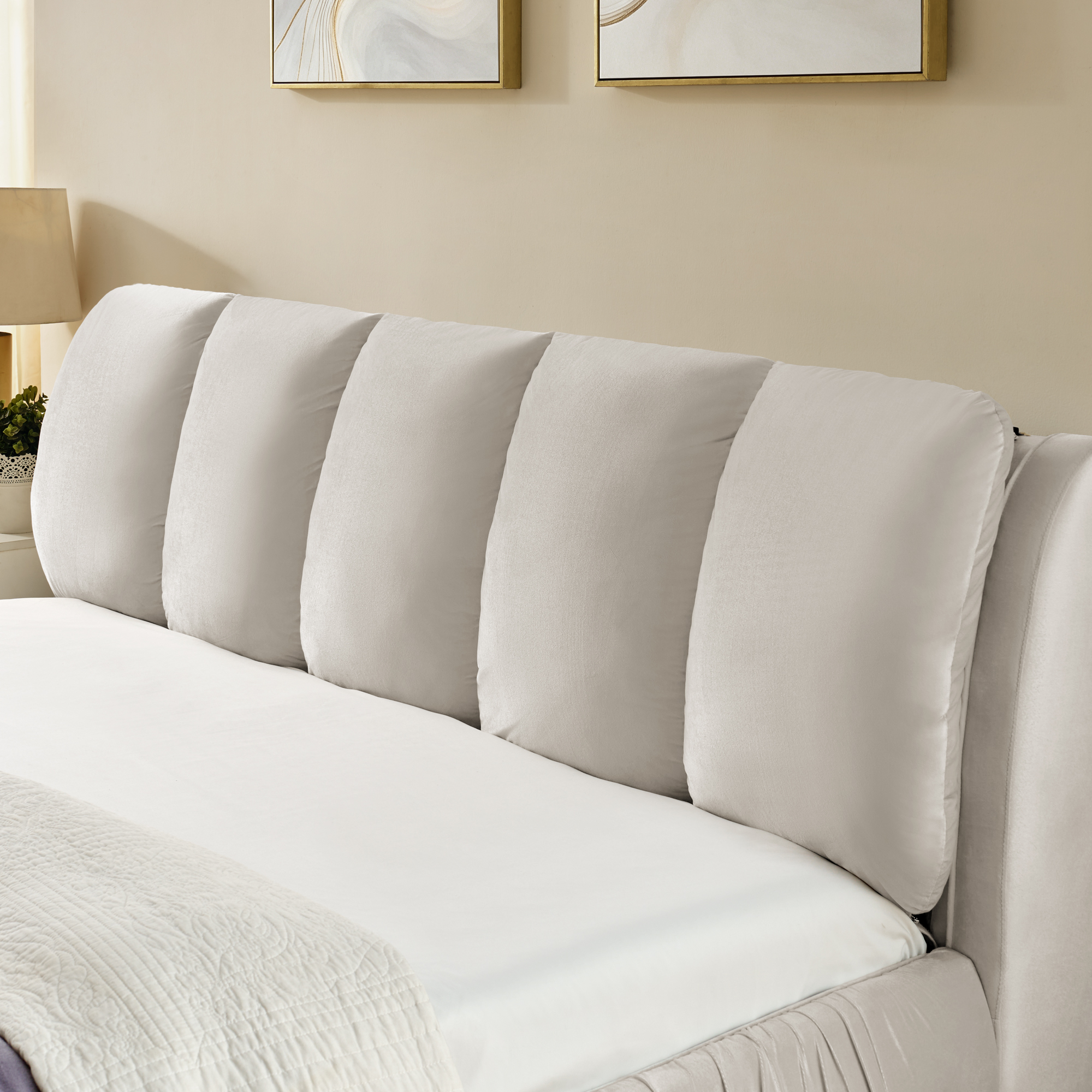 Minimalist Style King Size Upholstered Bed Frame