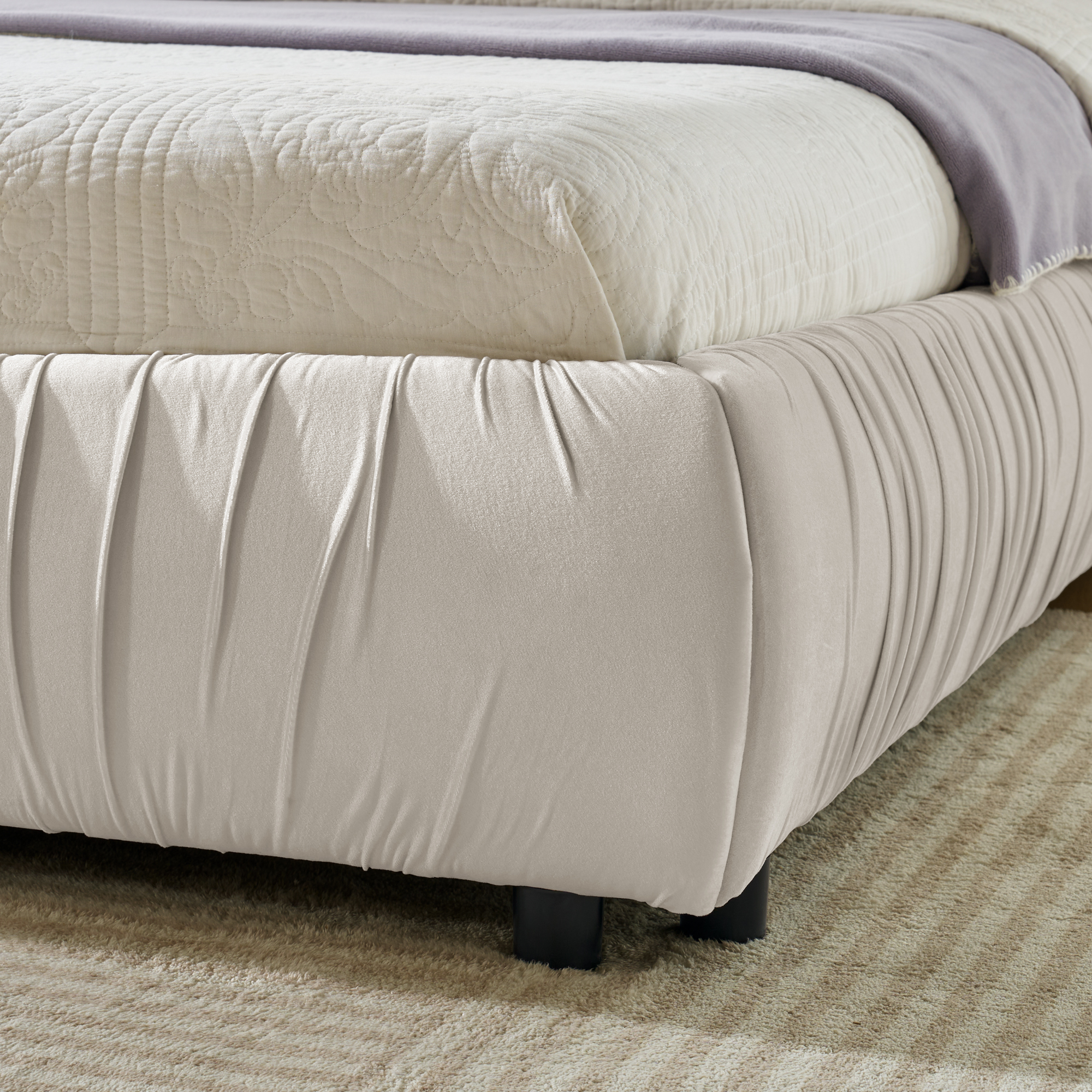 Minimalist Style King Size Upholstered Bed Frame