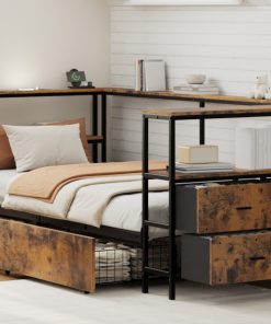 Twin Size Metal Platform Bed Frames with Storage Drawers