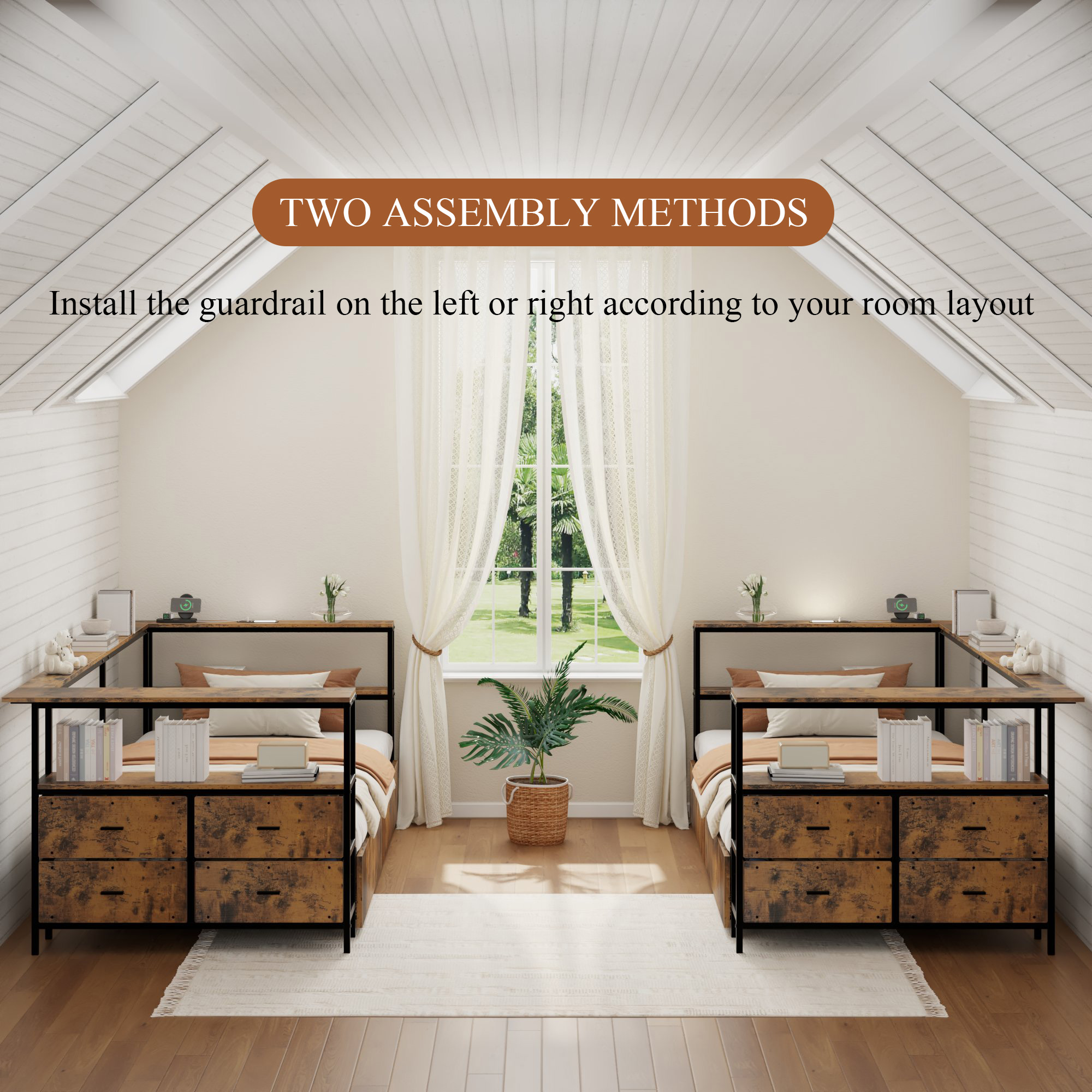Twin Size Metal Platform Bed Frames with Storage Drawers