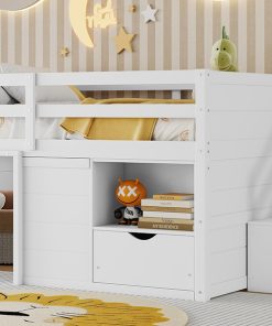 Full Size Solid Wood Low Loft Bed Frame