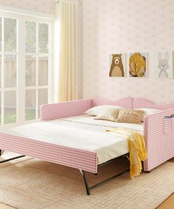 Gingham Upholstered Full Size Daybed