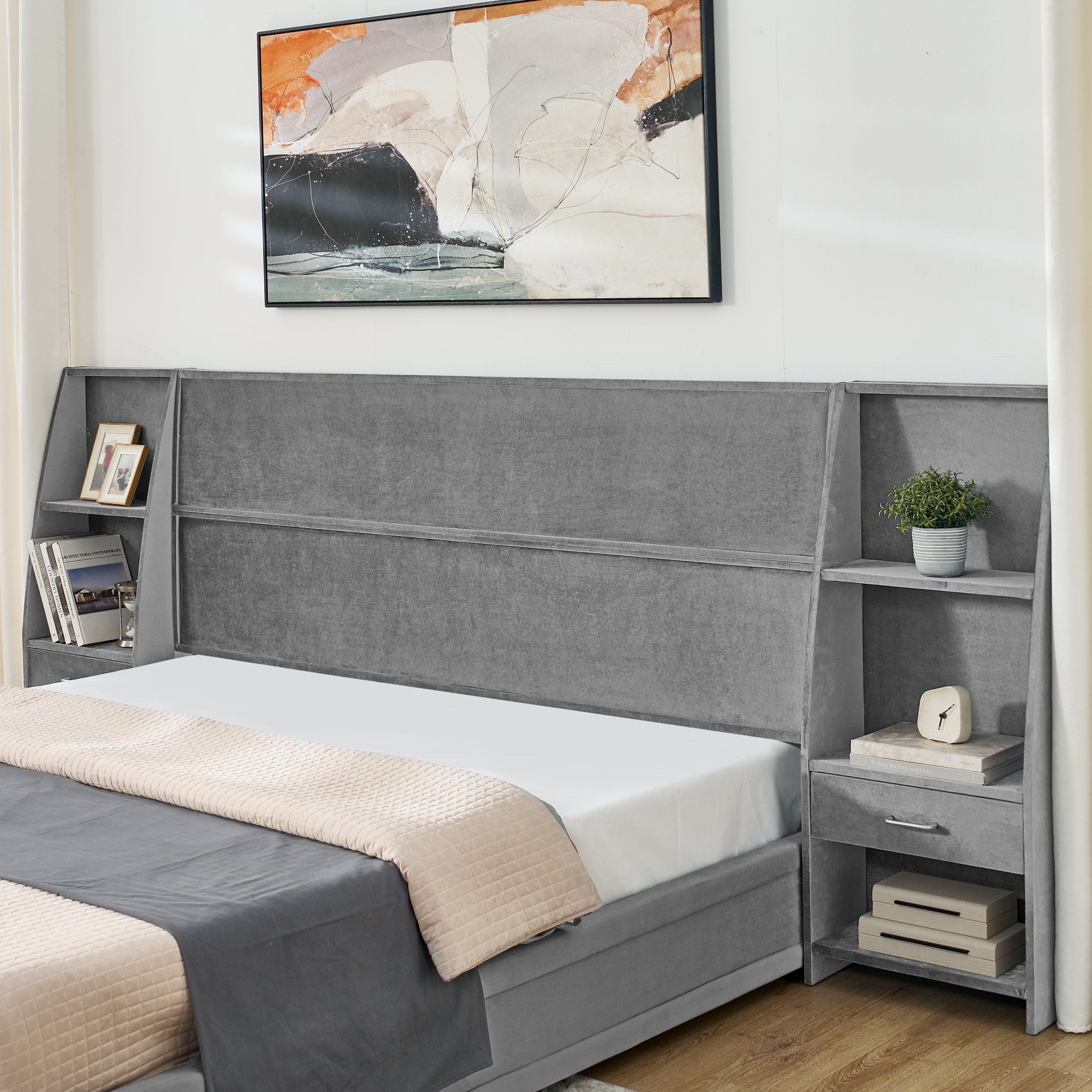 King Size Modern Storage Platform Bed Frame