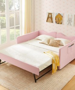 Gingham Upholstered Full Size Daybed