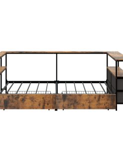 Twin Size Metal Platform Bed Frames with Storage Drawers