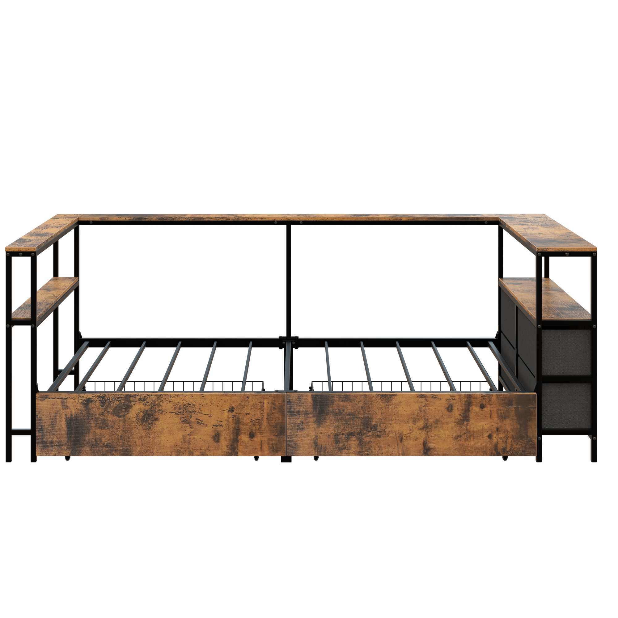 Twin Size Metal Platform Bed Frames with Storage Drawers