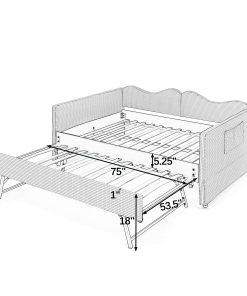 Gingham Upholstered Full Size Daybed