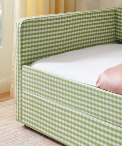 Gingham Upholstered Twin Size Daybed