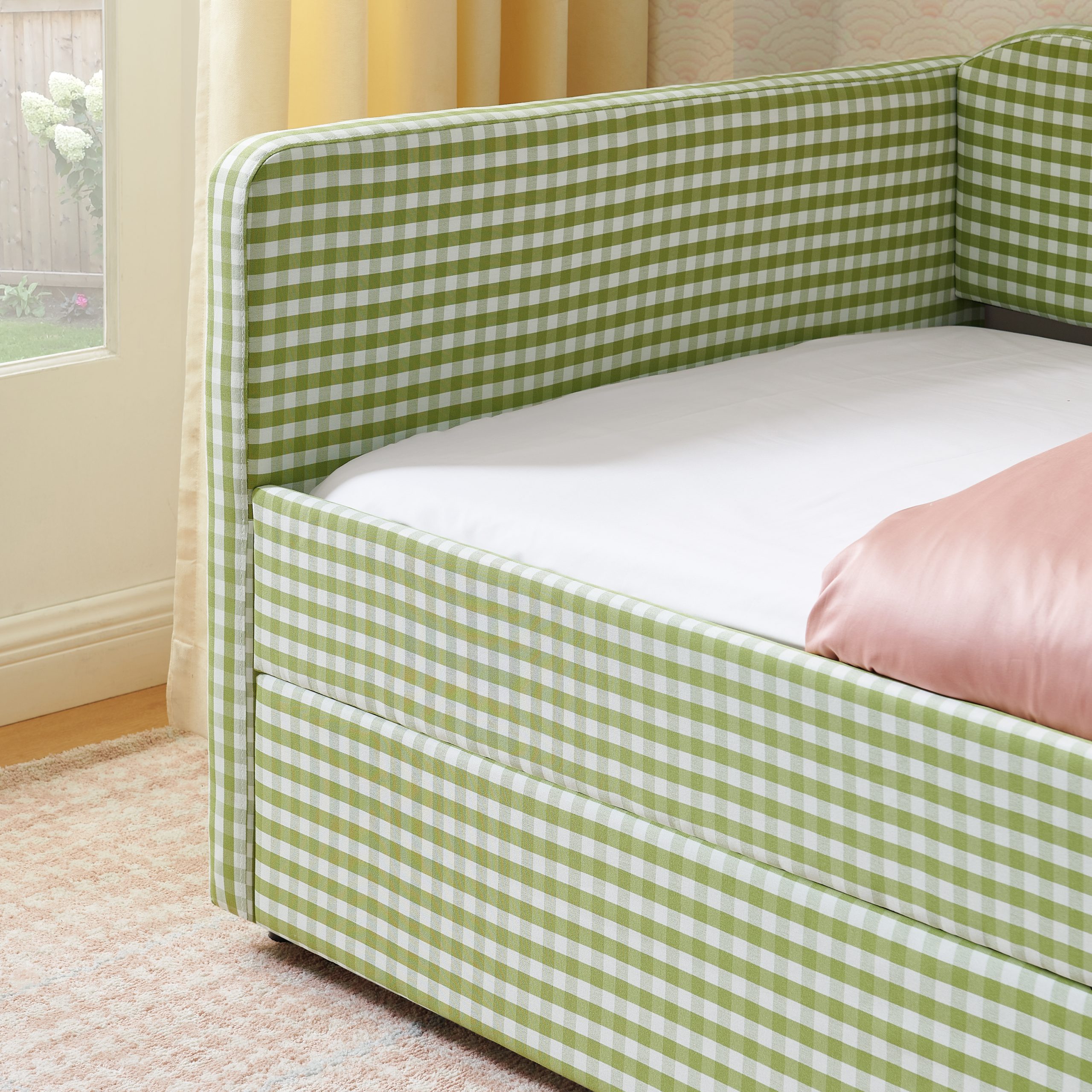 Gingham Upholstered Twin Size Daybed