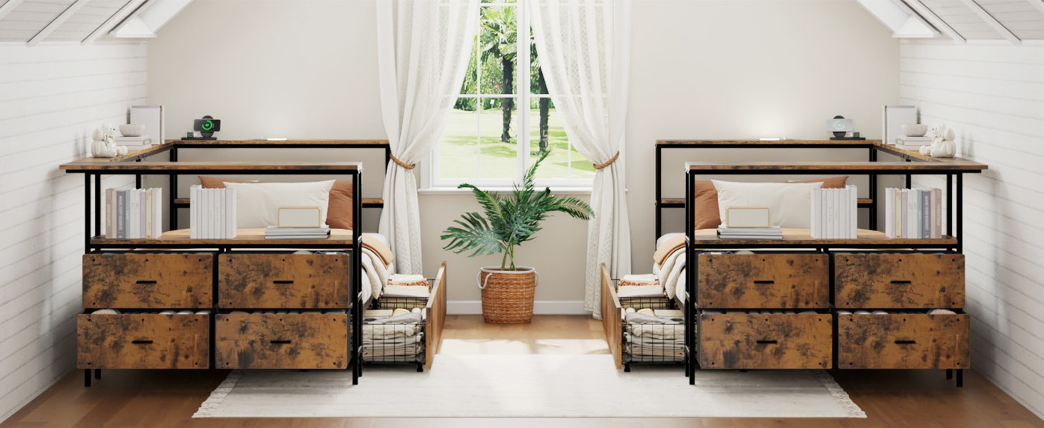 Twin Size Metal Platform Bed Frames with Storage Drawers