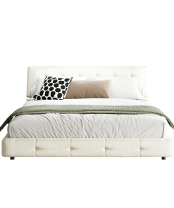Chenille King Size Platform Bed