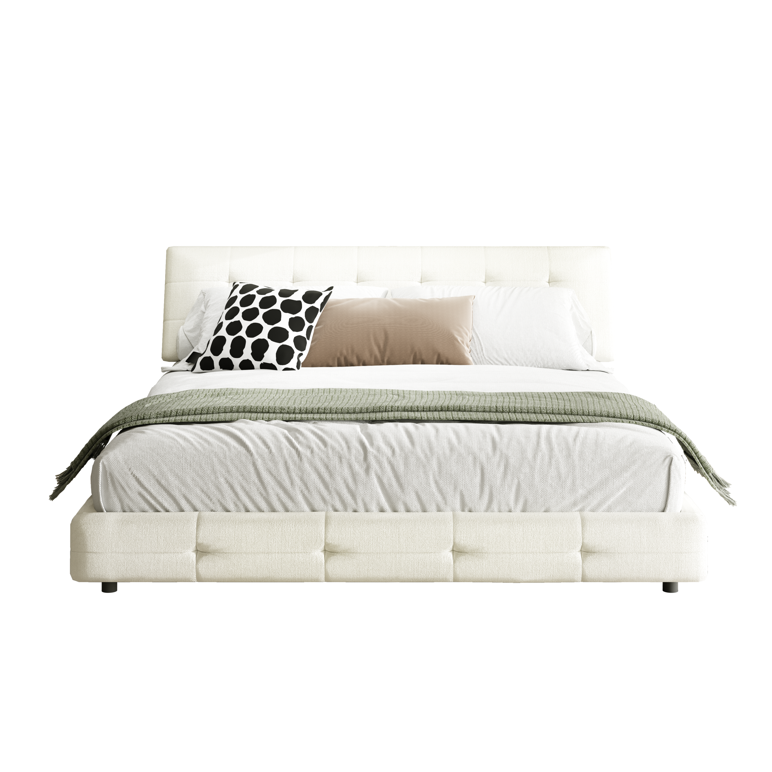 Chenille King Size Platform Bed