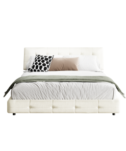 Chenille Queen Size Platform Bed