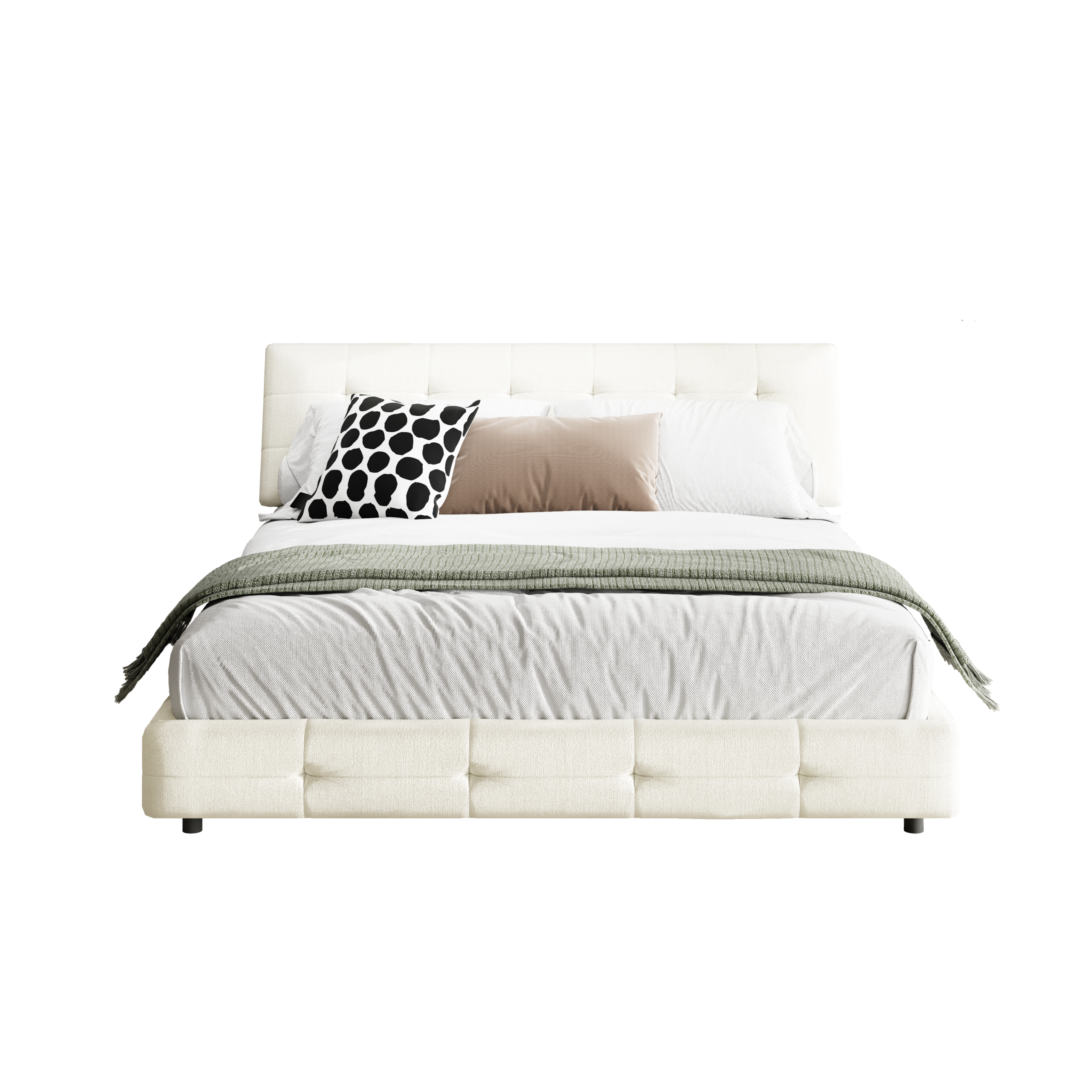 Chenille Queen Size Platform Bed