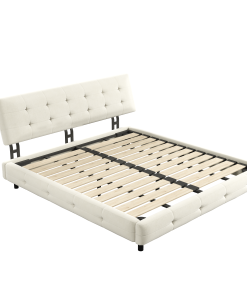 Chenille King Size Platform Bed