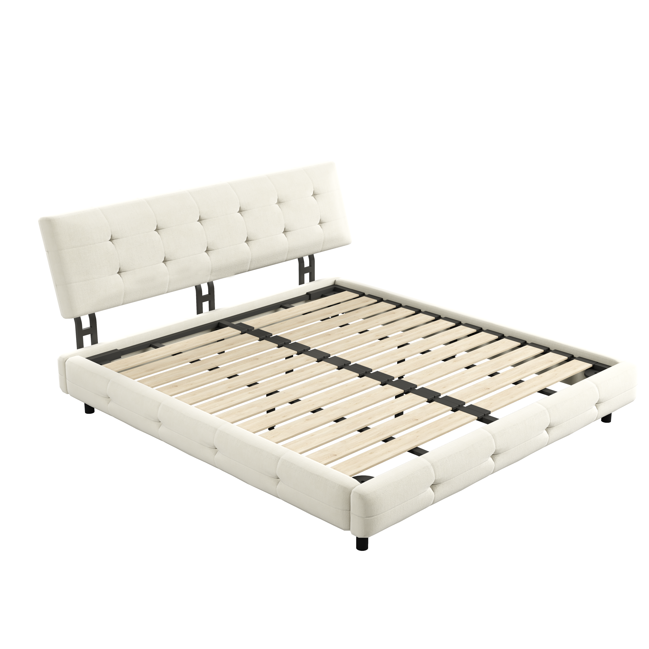 Chenille King Size Platform Bed