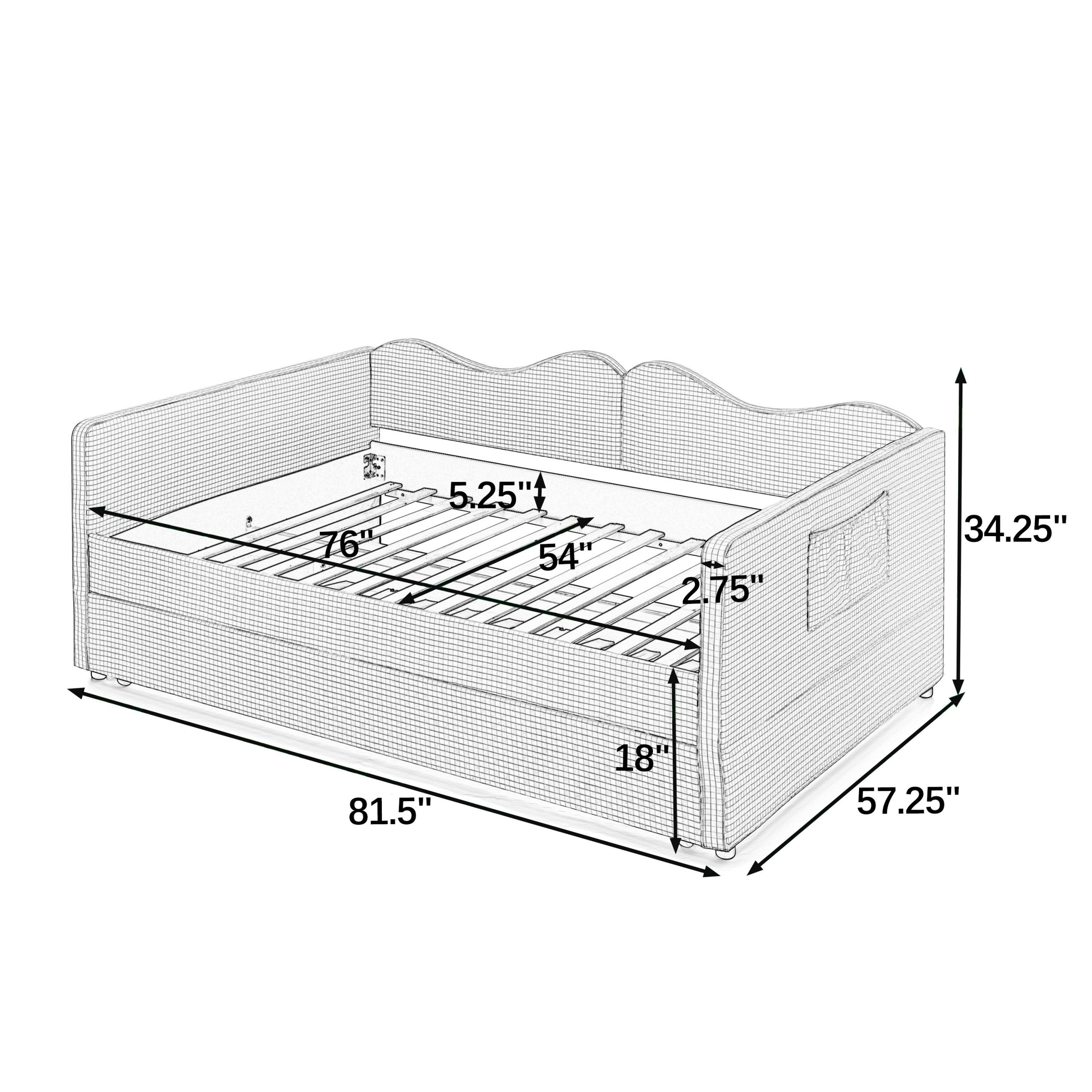 Gingham Upholstered Full Size Daybed