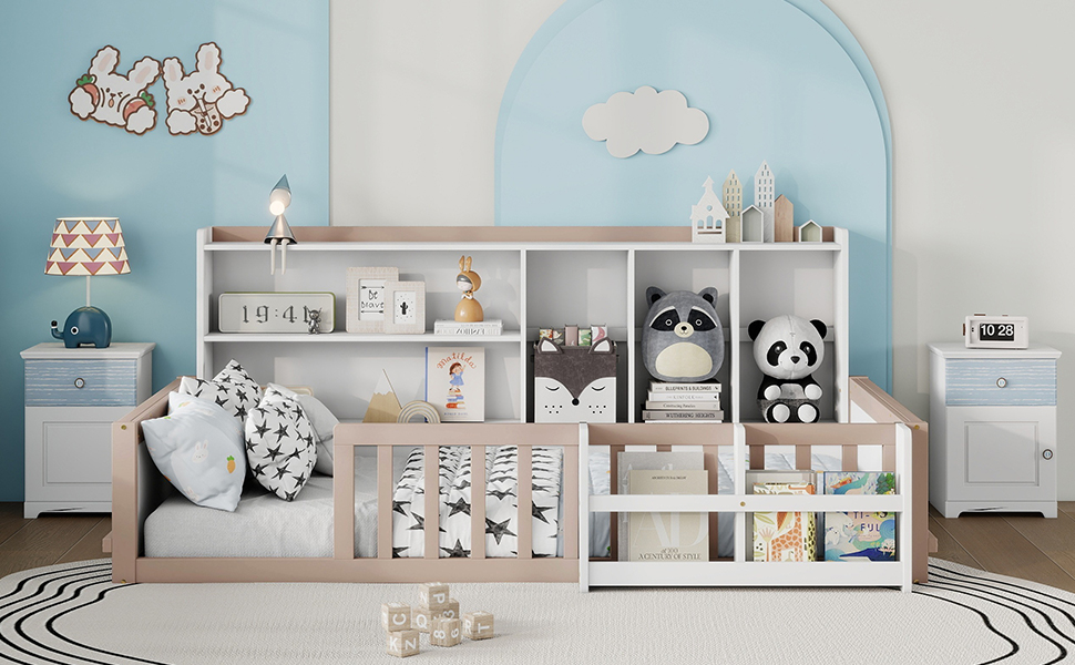 Twin Size Kids Wooden Platform Bed