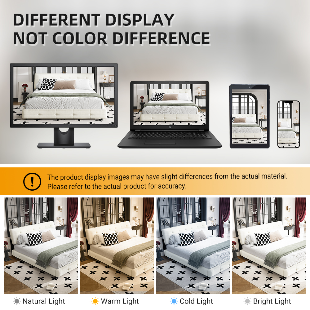 Chenille King Size Platform Bed