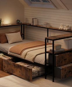Twin Size Metal Platform Bed Frames with Storage Drawers