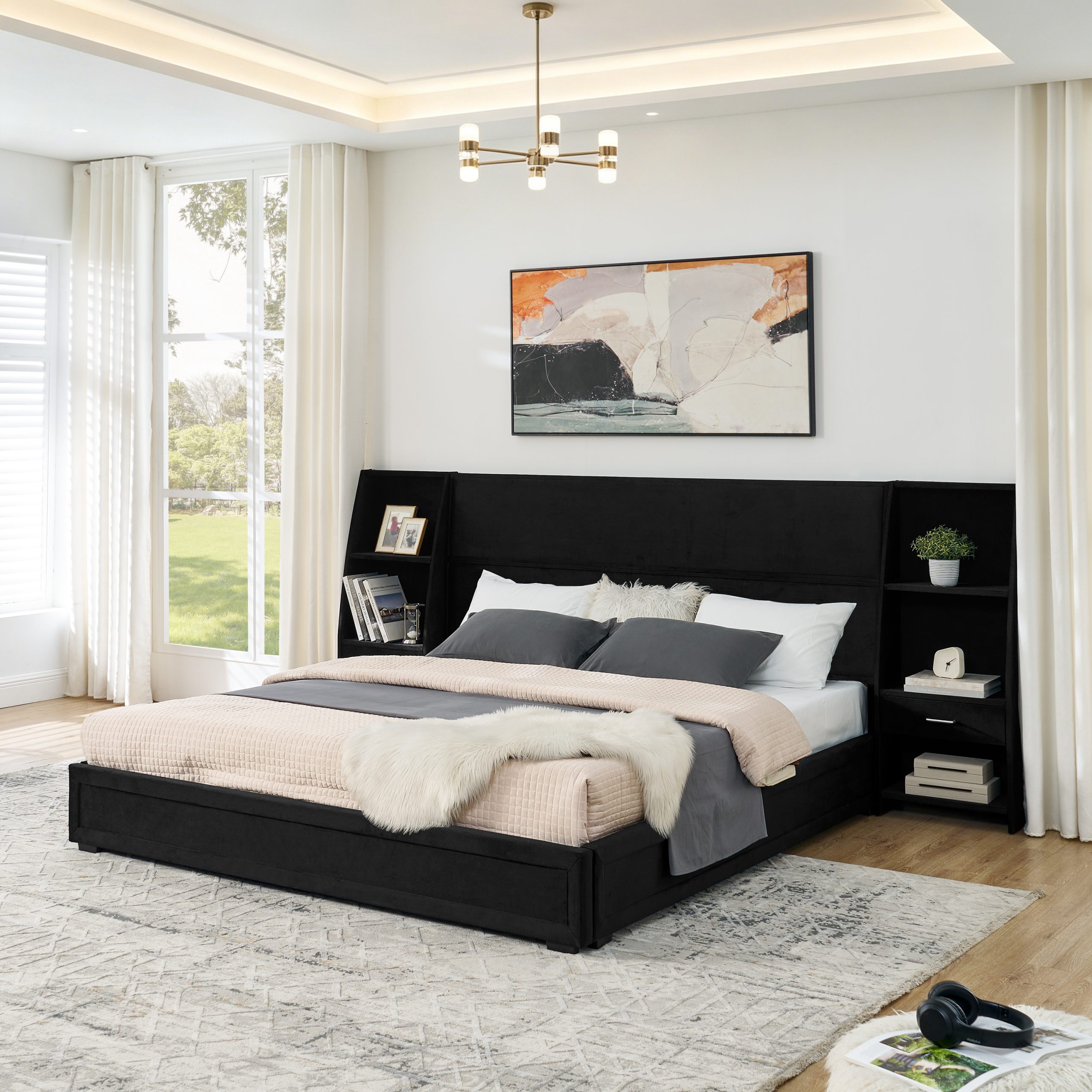King Size Modern Storage Platform Bed Frame