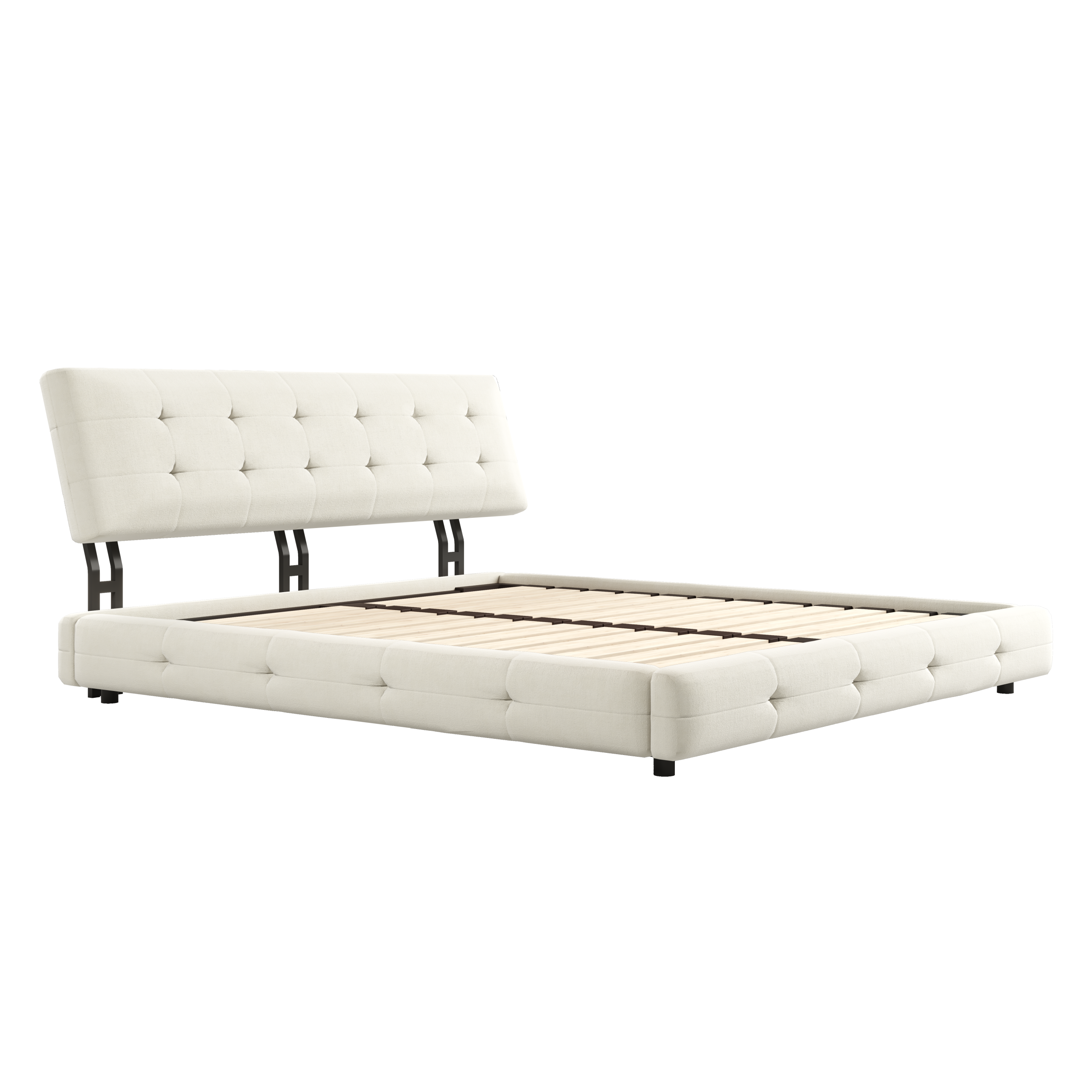 Chenille King Size Platform Bed