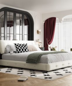 Chenille King Size Platform Bed