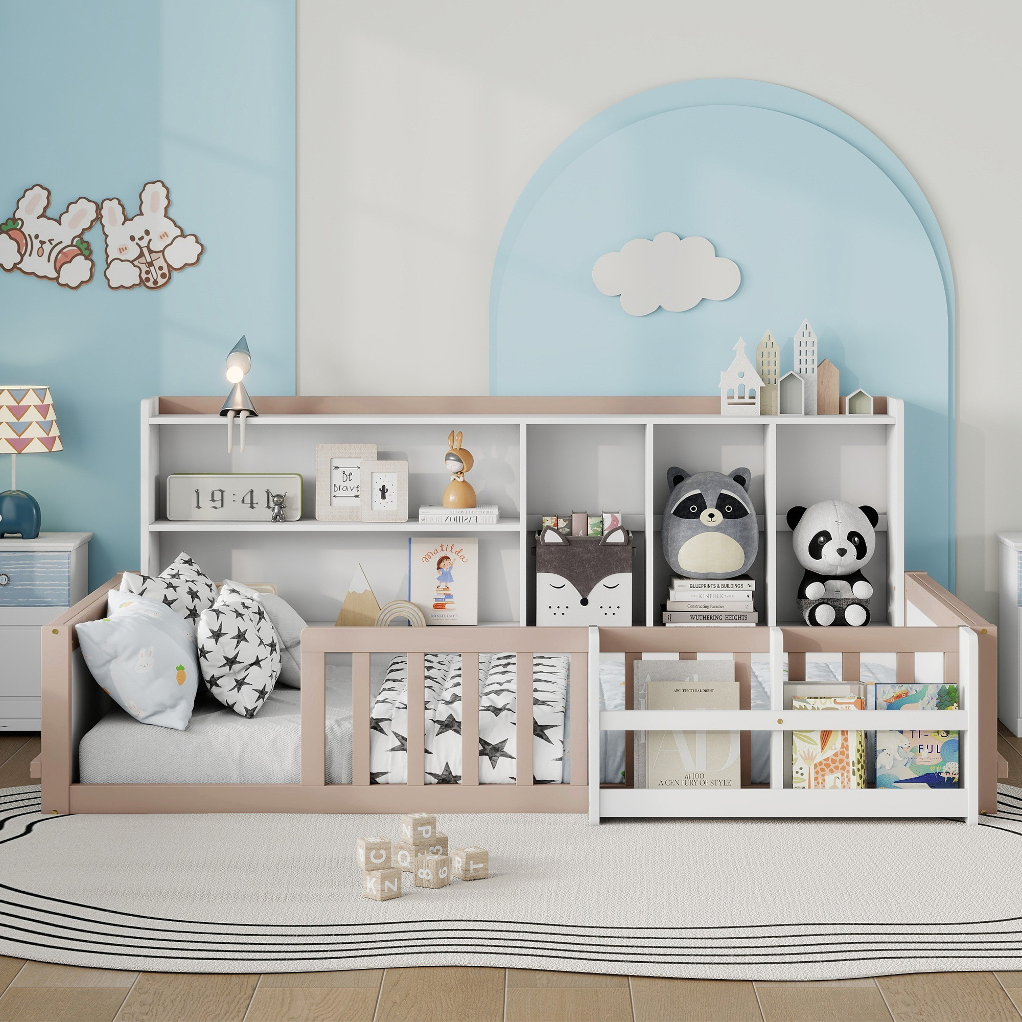 Twin Size Kids Wooden Platform Bed