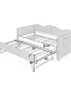 Gingham Upholstered Twin Size Daybed