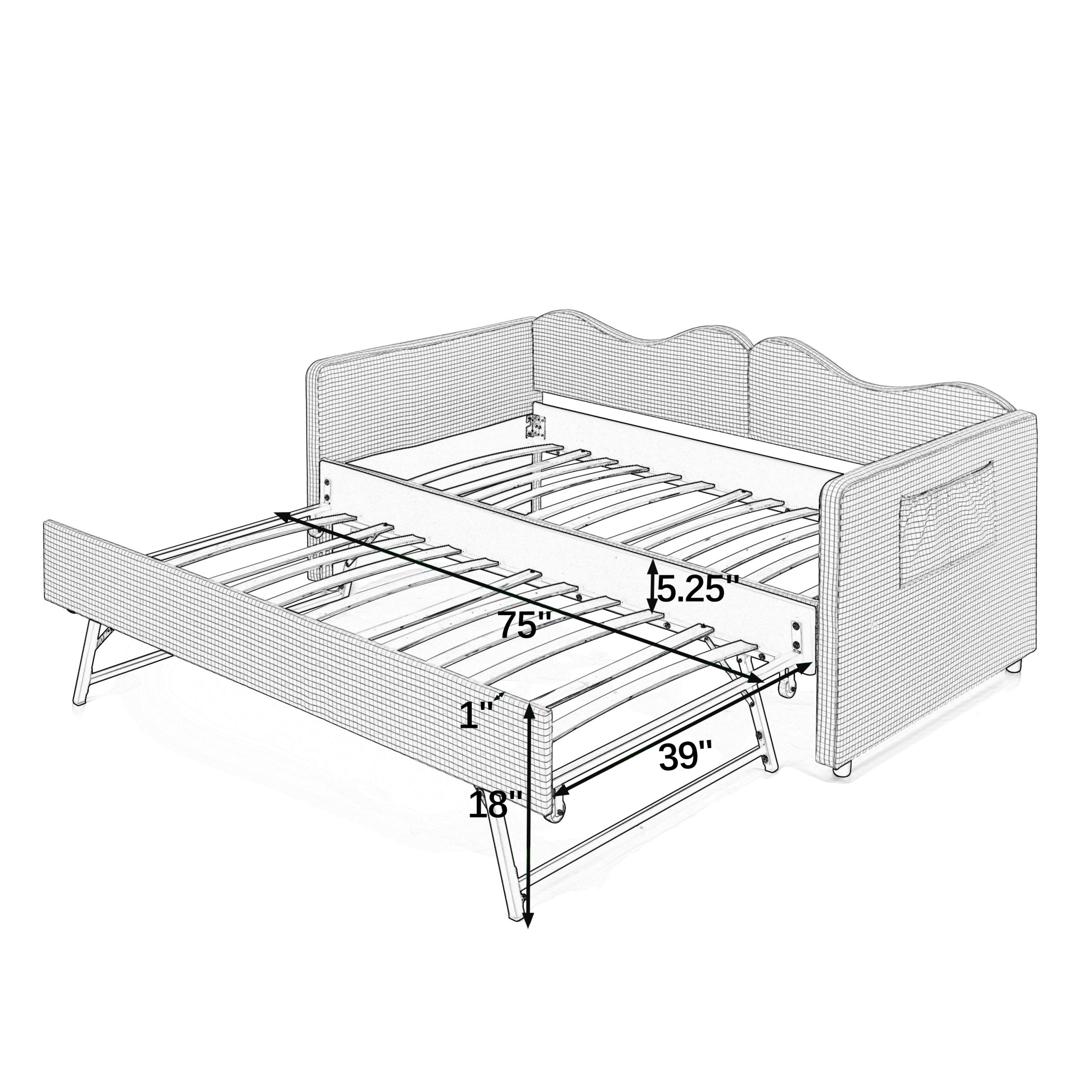 Gingham Upholstered Twin Size Daybed