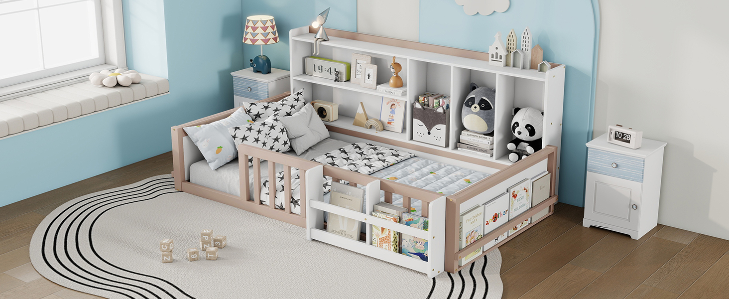 Twin Size Kids Wooden Platform Bed