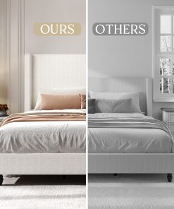 King Size Upholstered Bed Frame with Solid Wood Legs