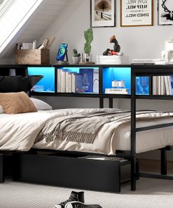 Full Size Bed Frame With Bookcase